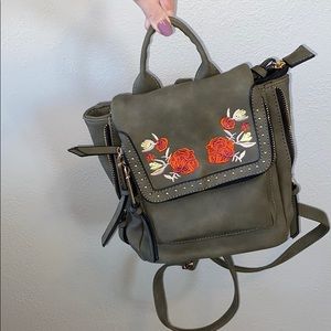 Olive green small backpack purse,